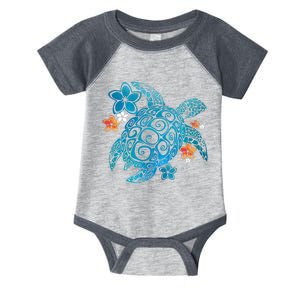 Sea Turtle Floral Tropical Pattern Infant Baby Jersey Bodysuit