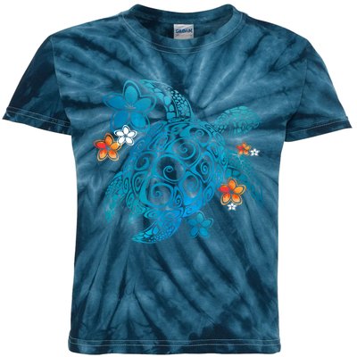 Sea Turtle Floral Tropical Pattern Kids Tie-Dye T-Shirt