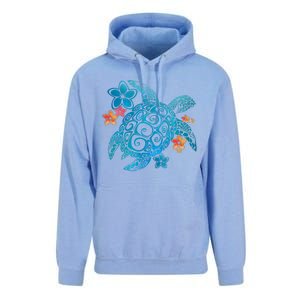 Sea Turtle Floral Tropical Pattern Unisex Surf Hoodie