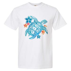 Sea Turtle Floral Tropical Pattern Garment-Dyed Heavyweight T-Shirt