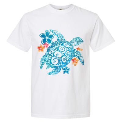 Sea Turtle Floral Tropical Pattern Garment-Dyed Heavyweight T-Shirt