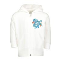 Sea Turtle Floral Tropical Pattern Toddler Zip Fleece Hoodie