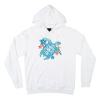 Sea Turtle Floral Tropical Pattern Hoodie