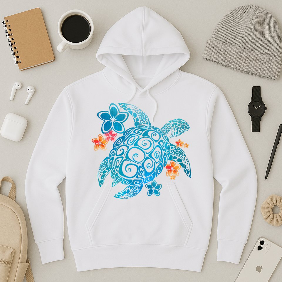 Sea Turtle Floral Tropical Pattern Hoodie