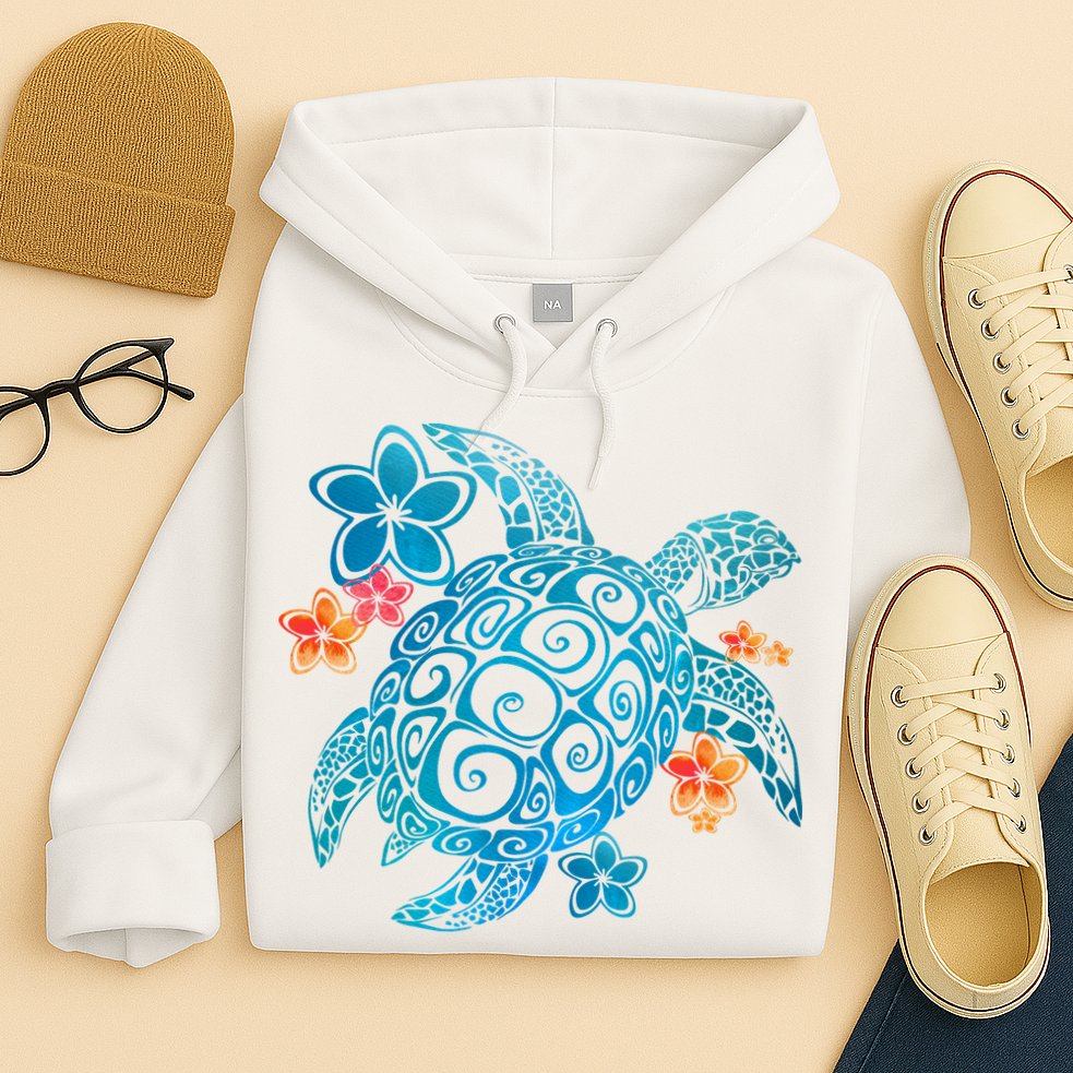 Sea Turtle Floral Tropical Pattern Hoodie