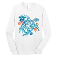 Sea Turtle Floral Tropical Pattern Long Sleeve Shirt