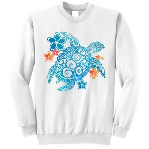 Sea Turtle Floral Tropical Pattern Sweatshirt