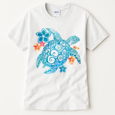 Sea Turtle Floral Tropical Pattern Tall T-Shirt