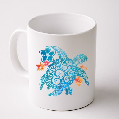 Sea Turtle Floral Tropical Pattern Mug