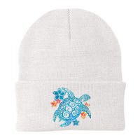 Sea Turtle Floral Tropical Pattern Knit Cap Winter Beanie