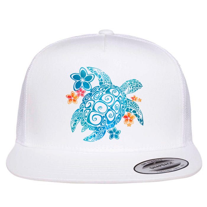 Sea Turtle Floral Tropical Pattern Flatbill Hat