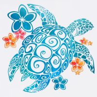 Sea Turtle Floral Tropical Pattern Flatbill Hat