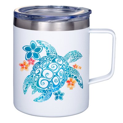 Sea Turtle Floral Tropical Pattern 12oz Stainless Steel Coffee Mug