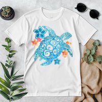Sea Turtle Floral Tropical Pattern Premium T-Shirt