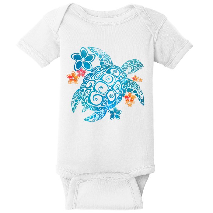 Sea Turtle Floral Tropical Pattern Baby Bodysuit