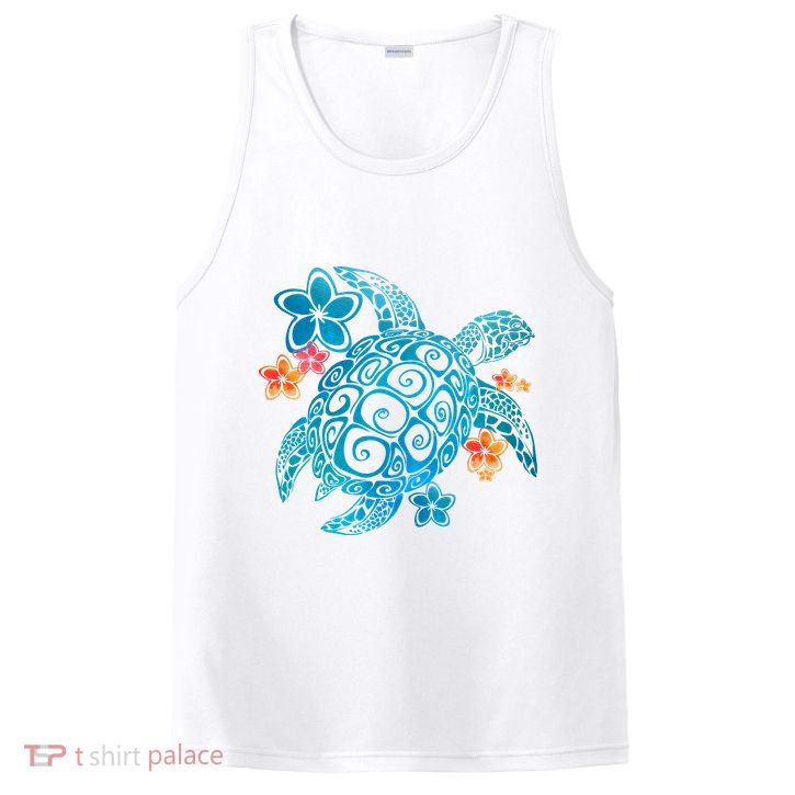 Sea Turtle Floral Tropical Pattern PosiCharge Competitor Tank