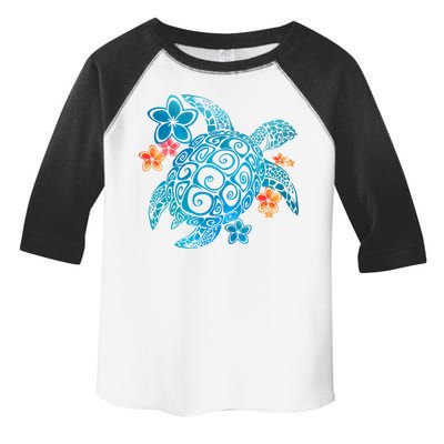 Sea Turtle Floral Tropical Pattern Toddler Fine Jersey T-Shirt