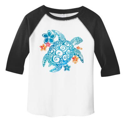 Sea Turtle Floral Tropical Pattern Toddler Fine Jersey T-Shirt