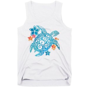 Sea Turtle Floral Tropical Pattern Tank Top