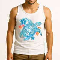 Sea Turtle Floral Tropical Pattern Tank Top