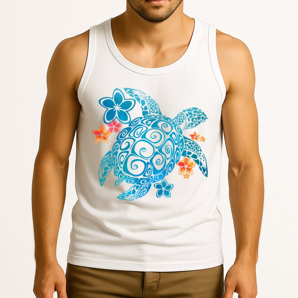 Sea Turtle Floral Tropical Pattern Tank Top