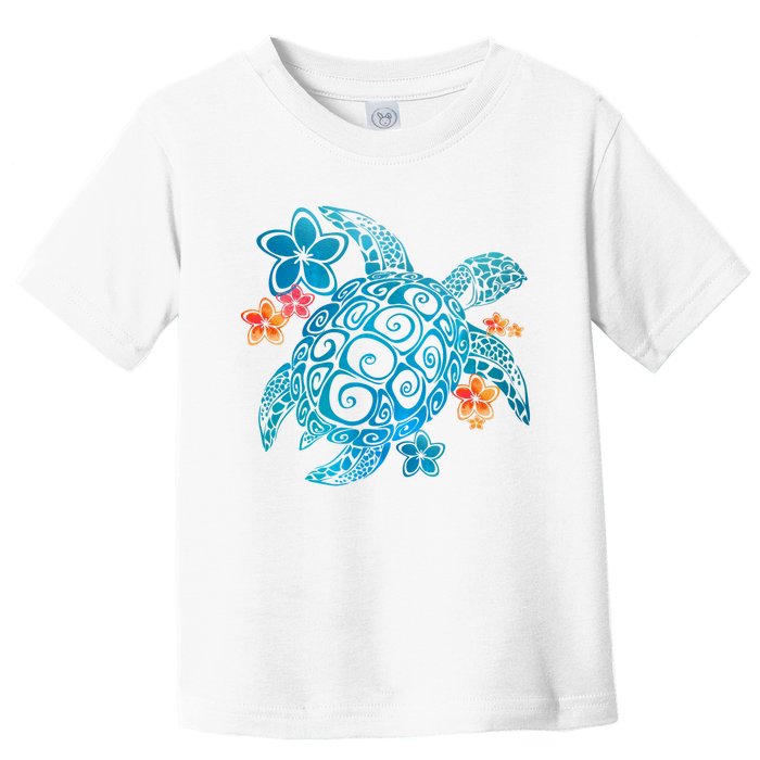 Sea Turtle Floral Tropical Pattern Toddler T-Shirt