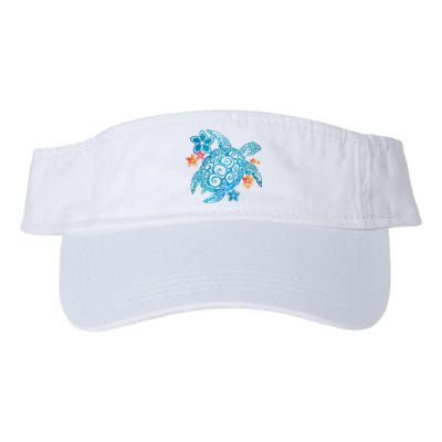 Sea Turtle Floral Tropical Pattern Valucap Bio-Washed Visor