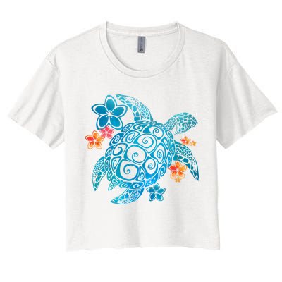 Sea Turtle Floral Tropical Pattern Crop Top