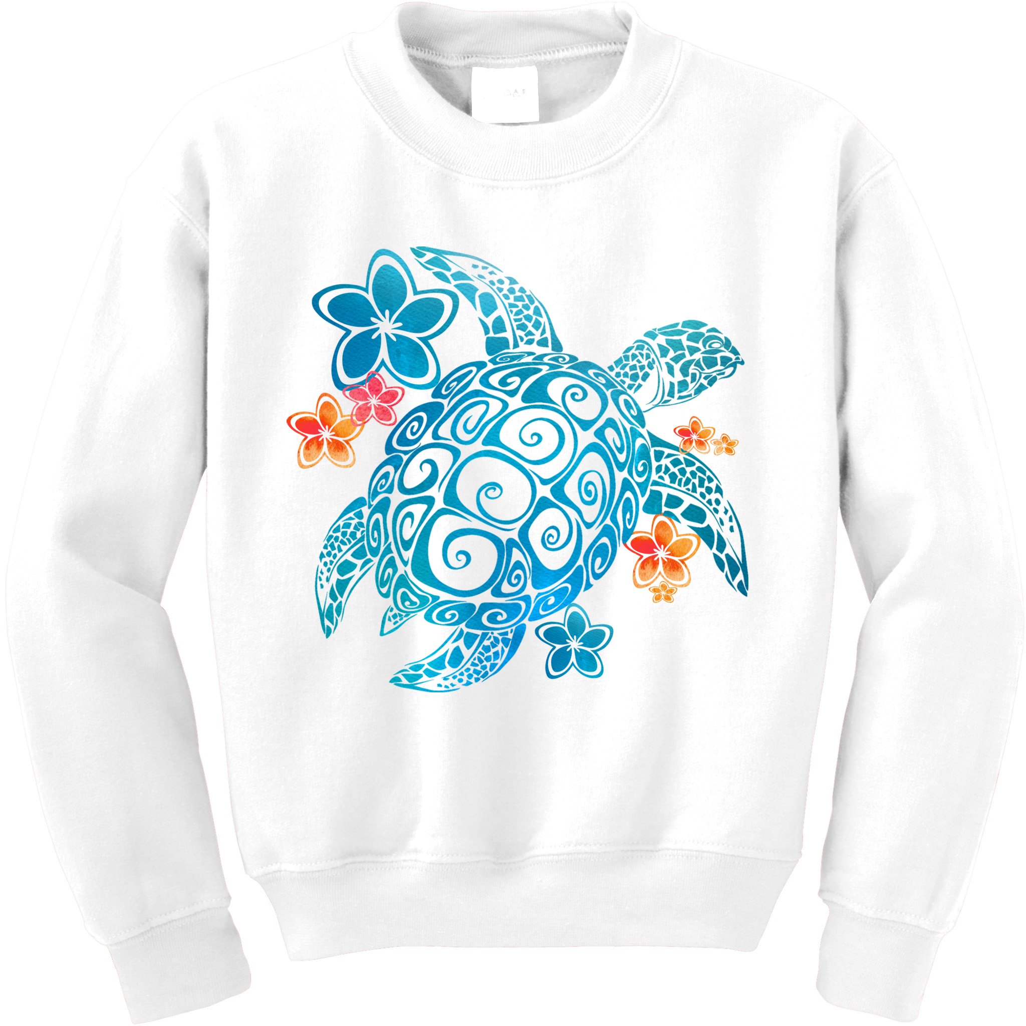 Sea Turtle Floral Tropical Pattern Kids Sweatshirt