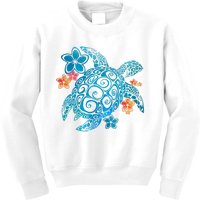 Sea Turtle Floral Tropical Pattern Kids Sweatshirt