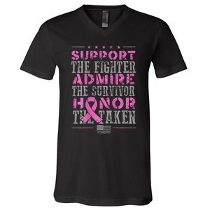 Support The Fighters Admire The Survivors Honor V-Neck T-Shirt