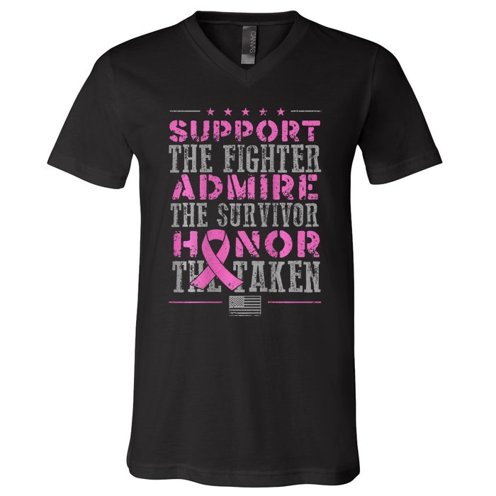 Support The Fighters Admire The Survivors Honor V-Neck T-Shirt