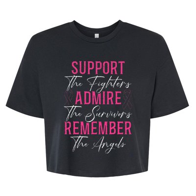 Support The Fighters Breast Cancer Awareness Month Bella+Canvas Jersey Crop Tee