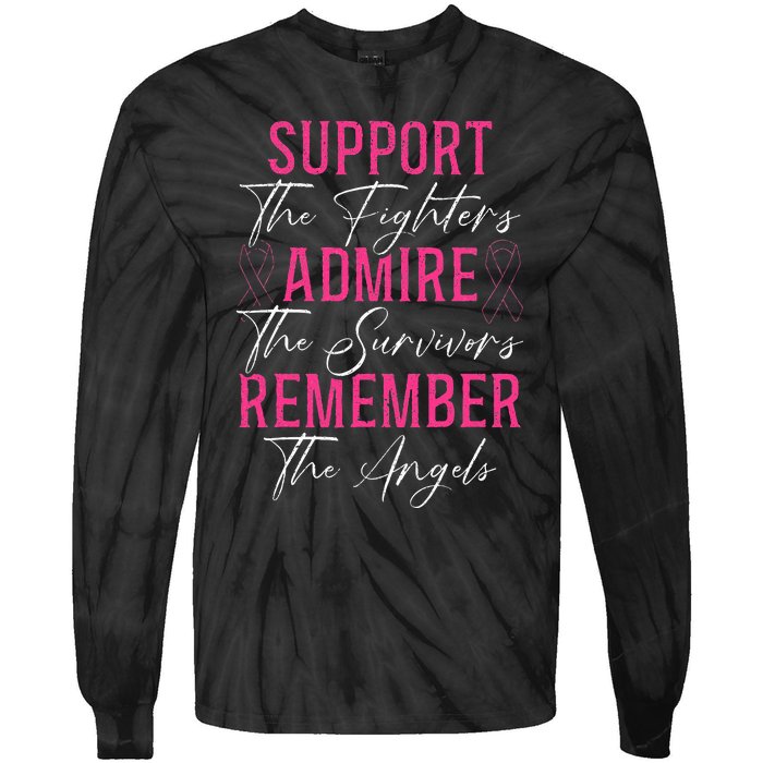 Support The Fighters Breast Cancer Awareness Month Tie-Dye Long Sleeve Shirt