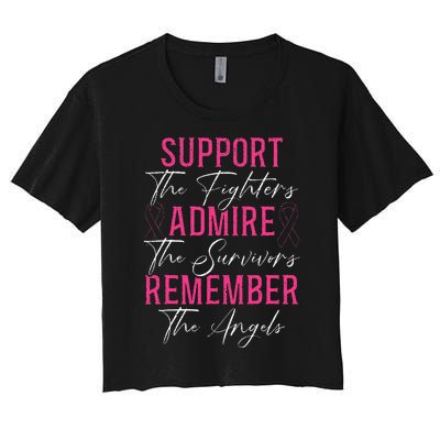 Support The Fighters Breast Cancer Awareness Month Women's Crop Top Tee