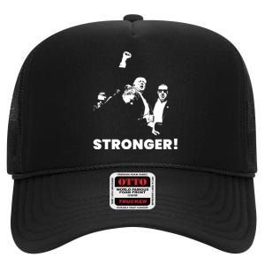 Stronger Trump Fight Support High Crown Mesh Back Trucker Hat