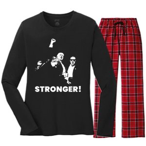 Stronger Trump Fight Support Women's Long Sleeve Flannel Pajama Set 