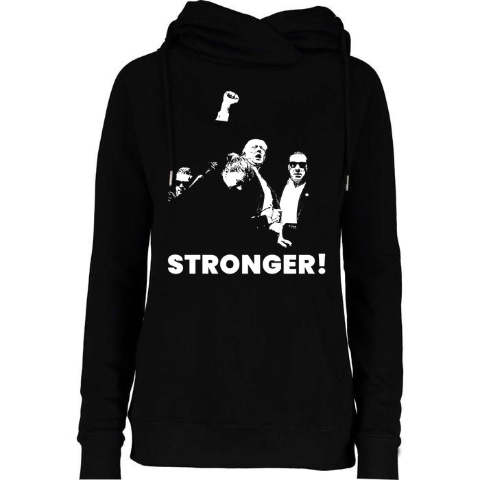 Stronger Trump Fight Support Womens Funnel Neck Pullover Hood