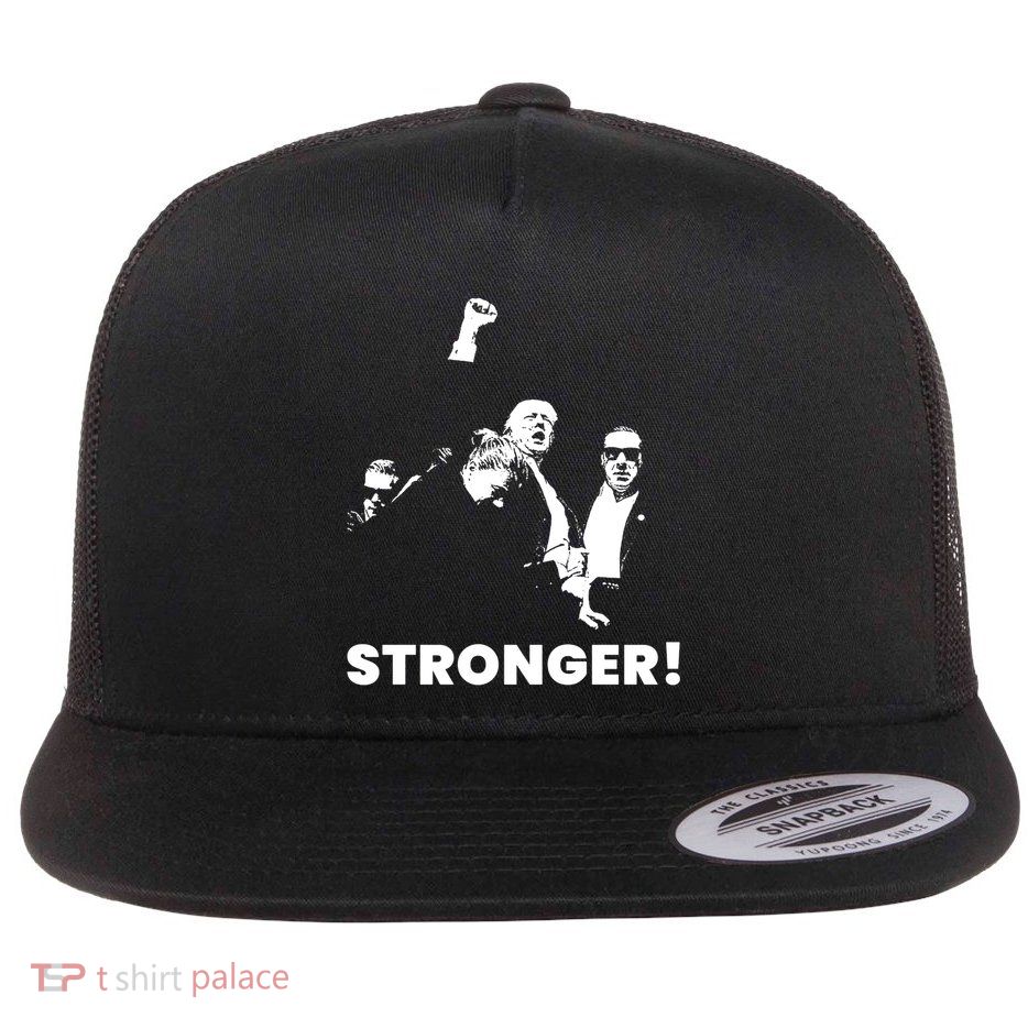 Stronger Trump Fight Support Flat Bill Trucker Hat