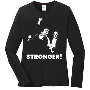 Stronger Trump Fight Support Ladies Long Sleeve Shirt