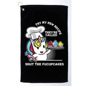 Shut The Fucupcakes Rude Unicorn Gift Design Cute Gift Platinum Collection Golf Towel