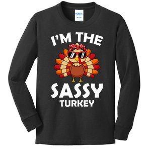 Sassy Turkey Family Group Matching Thanksgiving Party Kids Long Sleeve Shirt