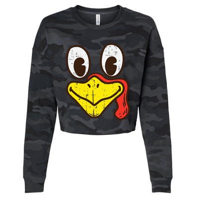 Silly Turkey Face Funny Thanksgiving Dinner Cropped Pullover Crew