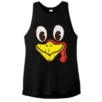 Silly Turkey Face Funny Thanksgiving Dinner Ladies PosiCharge Tri-Blend Wicking Tank