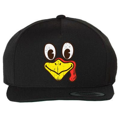 Silly Turkey Face Funny Thanksgiving Dinner Wool Snapback Cap