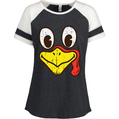 Silly Turkey Face Funny Thanksgiving Dinner Enza Ladies Jersey Colorblock Tee