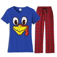 Silly Turkey Face Funny Thanksgiving Dinner Women's Flannel Pajama Set