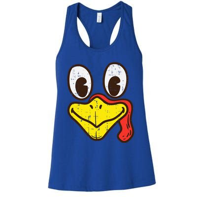 Silly Turkey Face Funny Thanksgiving Dinner Women's Racerback Tank