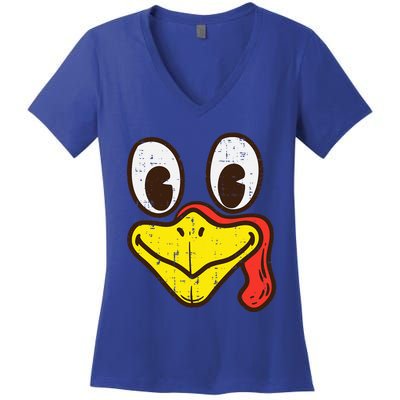 Silly Turkey Face Funny Thanksgiving Dinner Women's V-Neck T-Shirt