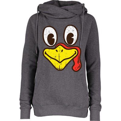 Silly Turkey Face Funny Thanksgiving Dinner Womens Funnel Neck Pullover Hood